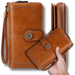 Naiste nahast rahakott suur lakitud pruun RFID elegantne nahast rihma