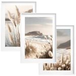 Tryptyk plakatid 30x40 cm Boho valgetes raamides