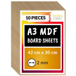 Creative Deco 10 x A3 MDF plaadid | 420 x 300 x 2 mm | Sobib suurep&auml;raselt laserl&otilde;ikamiseks, CNC freesimiseks, modelleerimiseks, &scaron;abloonide loomiseks