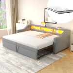 V&auml;ljat&otilde;mmatav diivanvoodi, 90/180x200 cm, LED ja USB, 2 madratsit