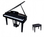 V-TONE GP-88 BK digitaalne klaver, kontsertklaver statsionaarne, MUST, raskustega klahvid, astmeline haamriga klaviatuur, V-TONE BENCH 1 BK, kontsertklaveri iste, MUST