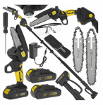 John Gardener juhtmeta saag G80666, 21V, 2x2.0Ah, 1000W, ketta kiirus 10 m/s, teleskoopiline vars 1.65-2.5 m, 2 liugurit 4" ja 6"