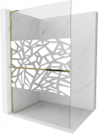 Mexen Kioto+ L du&scaron;isein koos Walk-in riiuliga 70 x 200 cm, valge muster, kuldne - 800-070-123-50-85, 70 x 200 cm