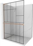 Mexen Kioto+ L du&scaron;isein riiuliga Walk-in 90 x 200 cm, must muster, harjatud vask - 800-090-123-65-78