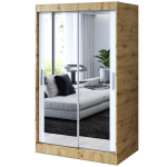 L&uuml;kandustega riidekapp peeglitega riiulite ja riidepuudega Belvedo Karl Artisan Oak matt valge 120x200cm komplekt