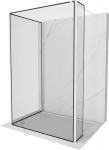 Mexen Kioto du&scaron;isein Walk-in 140 x 70 x 30 cm, must raam, valge - 800-140-070-221-20-70-030