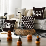 4 dekoratiivpadjap&uuml;&uuml;ri komplekt Halloween 45x45 cm &mdash; kodutekstiil, halloween kaunistused, padjap&uuml;&uuml;rid, elutoa sisustus, pol&uuml;ester padjap&uuml;&uuml;rid, magamistoa kujundus, sisustusaksessuaarid