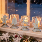J&otilde;uluteemaline Tealight-k&uuml;&uuml;nlajalg Vintage Metallist Valge 4 tk. &mdash; j&otilde;ulukaunistused, lauak&uuml;&uuml;nal, retrokaunistused, teek&uuml;&uuml;nla laternad, j&otilde;ulukingitus, metallist laternad, talvised seaded