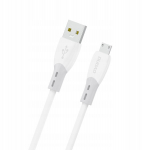 Dudao Kaabel L25SM USB-A - micro USB 3A 1 m su mink&scaron;tu silikoniniu pynimu - Valge