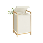 Pesukorv 45x40x78 cm Valge bambus