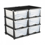 Hoiukastid, 2 tk 6 sahtliga korraldaja, 33.5x44x56.5 cm, l&auml;bipaistev, plastik