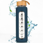 Klaasist veepudel silikoonkaitsega Peterson, sinine, 960 ml