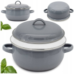 Emaileeritud 16 cm 1,3l hall kaanega pott
