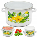 Kaanega emailpott 1,3l, 14cm, sidrunimustriga