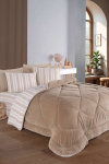 L'essentiel Maison voodikatte, lina ja padjap&uuml;&uuml;ride komplekt Soft Line, 195x215 cm, liiva/valget v&auml;rvi