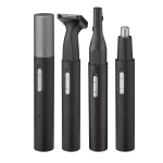 3-&uuml;hes USB-laetav trimmer, must, vahetatavad pead, nina/kulmud/habe