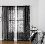 Kardin Floral, 150x200 cm, must