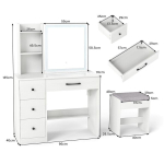 Tualettlaud 96x40x135 cm Valge, LED Liugpeegel, Tumba, Panipaik