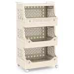 Pesukorv, 4-korruseline ratastega hoiuk&auml;ru, 45.7x30.5x119.4 cm, beež, plast