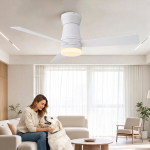 Laeventilaator LED-valgustusega, kaheotstarbeline (talv/suvi), valge