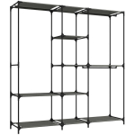 Riidekapp, 3 stanget, 5 riiulit, 182 x 43 x 182 cm, must