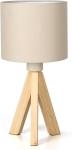 Puidust Laualamp Kolmjalg Vintage Elegantne Beež 38cm