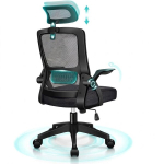 Ergonoomiline v&otilde;rkmaterjalist p&ouml;&ouml;rlev kontoritool k&auml;etugedega, must