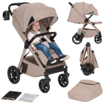 Spordik&auml;ru Lionelo Bett, kuni 22 kg, XXL varik UPF50+, amortisaatoritega PU-rattad