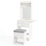 Meigilaud peegli ja valgustusega 72x39x151 cm Valge