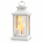 Valge dekoratiivlatern kolme LED-k&uuml;&uuml;nlaga 10764, 20 cm