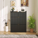 Kingakapp, 80 x 24 x 110 cm, must, MDP, 2 sahtliga, 2 kokkuklapitava riiuliga