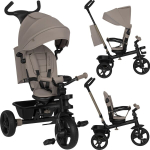 Kolmerattaline lastele, p&ouml;&ouml;ratav iste, vanema k&auml;epide, PU-rattad Lionelo Haari 2in1 Beige Taupe