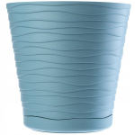 Lillepott 17 cm plaadiga, plastik, sinine