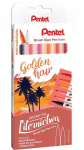 Pentel kalligraafia pliiatsid, 6 tk., kahepoolne, "kuldne tund"