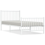 vidaXL metallist voodiraam peatsi ja jalutsiga, valge, 90 x 200 cm
