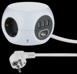 Pikendusjuhe Electraline 62078, 3 pistikupesa ja 3 USB, 1,5 m