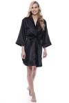 Naiste kunstsiidist hommikumantel - peignoir Jasmin 406, must