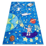 BAMBINO 2265 pestav vaip Kosmos, rakett lastele libisemisvastane - sinine