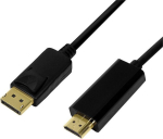 Logilink CV0129 DisplayPort-HDMI kaabel, 5m, must, 4K@30Hz, kuldsed kontaktid