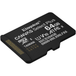 M&auml;lukaart Kingston microSDXC m&auml;lukaart Canvas Select Plus SDCS3/64GBSP, 64GB, Class 10, UHS-I, 100MB/s, U1, V10, A1, exFAT, must