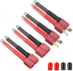 4 t&uuml;kki Deans Style T emane ja isane &uuml;hendaja koos 12AWG silikoonjuhtmega RC Lipo aku drone kaablile + 4 t&uuml;kki PVC kaitsekate