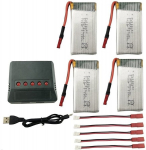 4 tk asendusaku + 3.7V 850mAh Li-Po laadija Syma X56 X56W X54HW X54HC Quadricopter RC Drone Foldable jaoks.