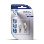 Blister 2x LED L321W - W5W 5xSMD5050 CANBUS Valge LED pirnid M-TECH