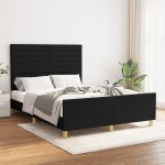 vidaXL voodiraam peatsiga, must, 140x190 cm, kangas