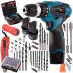 Elektriline kruvikeeraja - puur kahe akuga - 77 elemendi komplekt