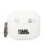 Karl Lagerfeld KLA3RUNCHH AirPods 3 kate valge/valge Silikoonist Choupette 3D pea