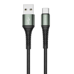 Jellico B12 nailonist punutud universaalne USB-C-USB-andmeside ja kiire 3.1A laadijakaabel, 2 m, must