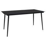 vidaXL aialaud, must, 150 x 80 x 74 cm, teras ja klaas
