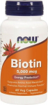 Toidulisand NOW Biotin 5000 mcg, 60 kapslit