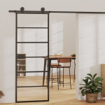 vidaXL liuguks, ESG-klaas ja alumiinium, 76x205 cm, must